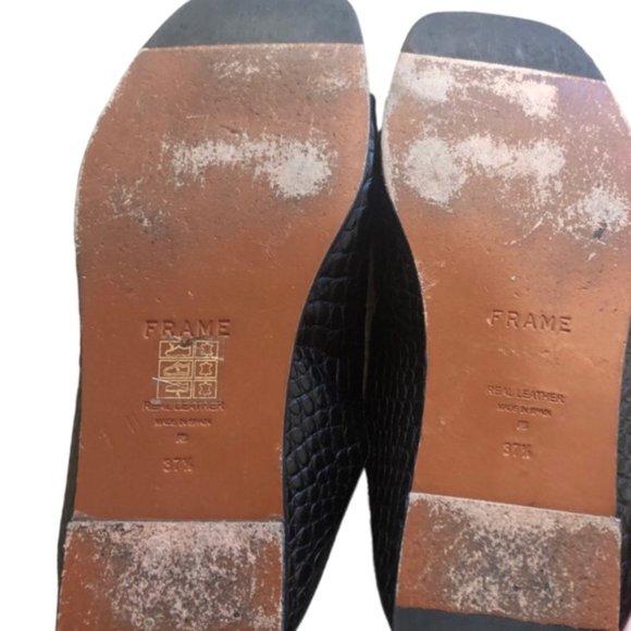FRAME Le Hewitt Croc-Embossed Leather Slides 37.5 - Picture 6 of 9